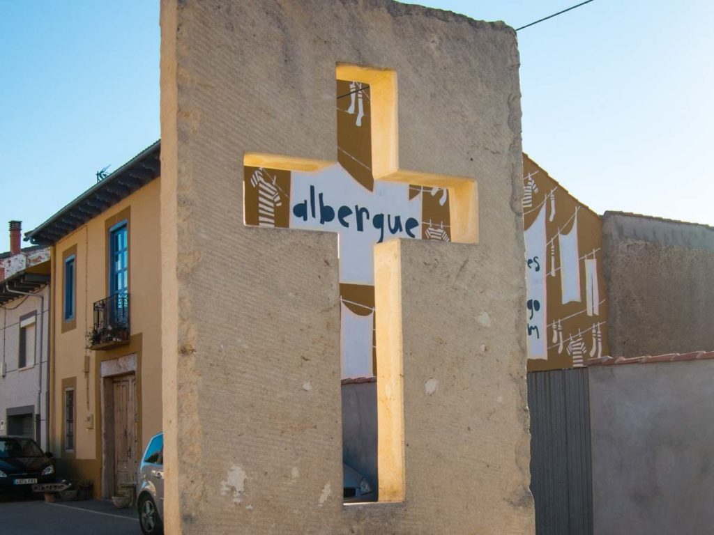 Camino Frances Villavante Albergue sign