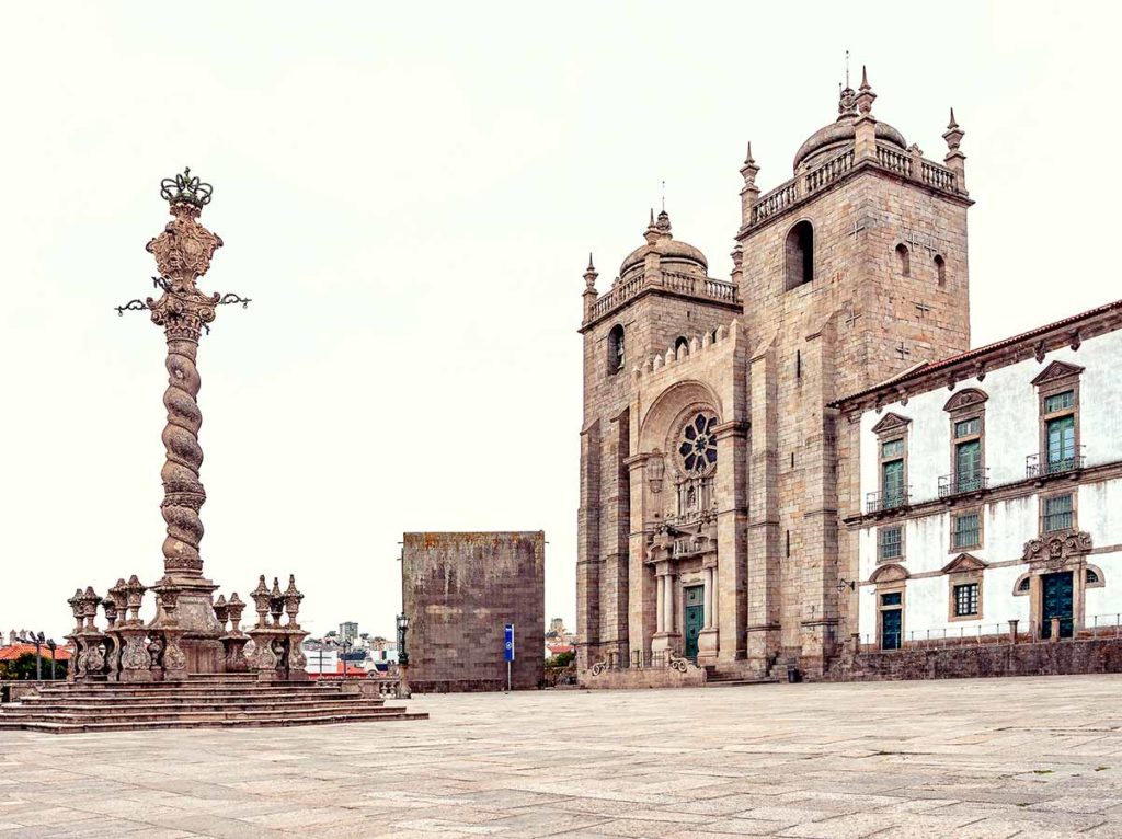 Porto cathedral exterior on the Camino Portguése route