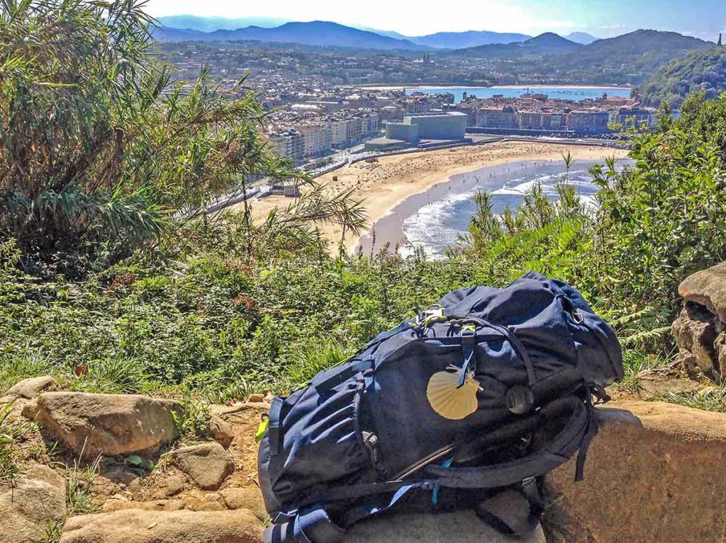 Camino del Norte route backpack at Pasaia