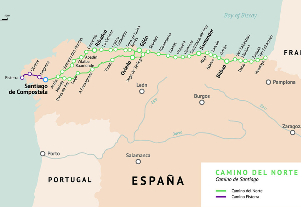 Camino de Norte route map