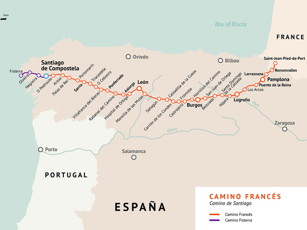 Camino Frances route map