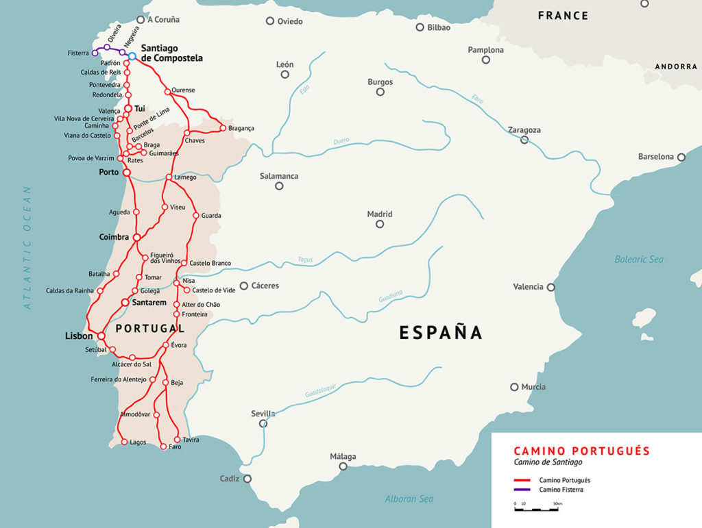Camino Portuguese route map