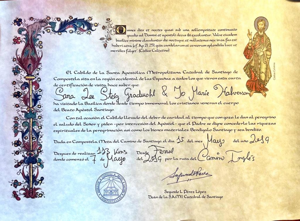 Camino Distanced Certificate