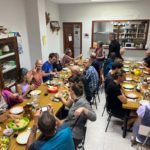 Recuerdos of the heart Mastini, autumn 2024 la concha, pilgrims eating dinner.